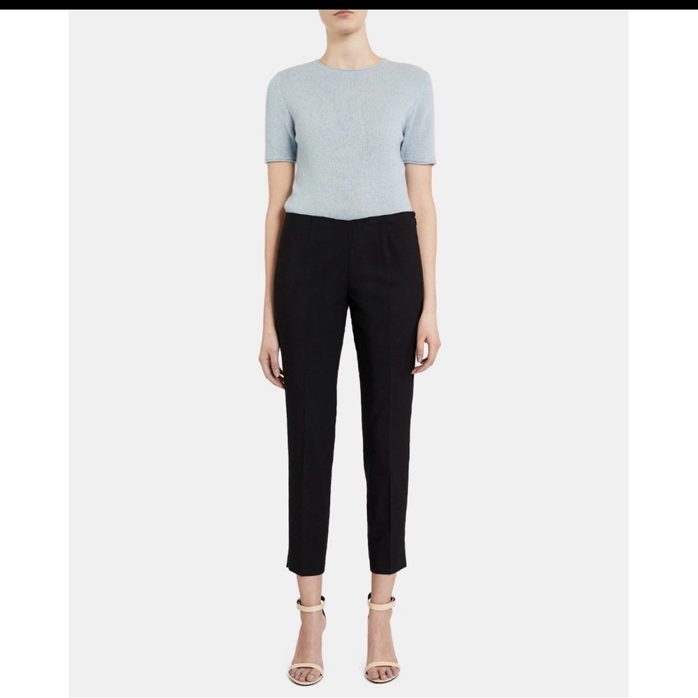Theory Belisa Monaco Black Cropped Straight-Leg Pants - Women 0